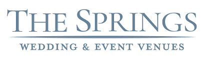 The Springs Wedding & Event Venues logo with elegant blue serif typography and horizontal line accents on a white background.