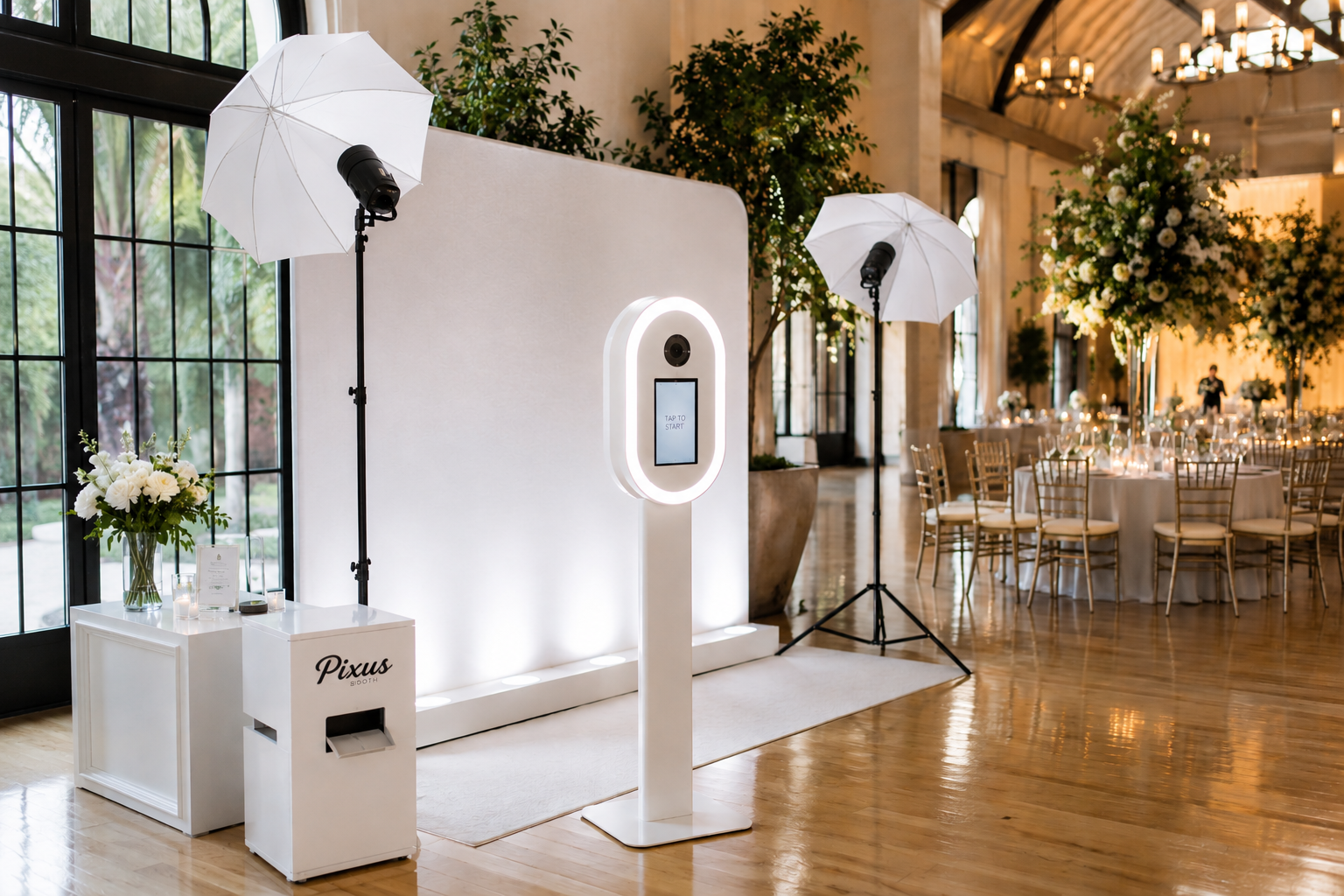 elegant photo booth setup at pixus booth arlington tx dfw
