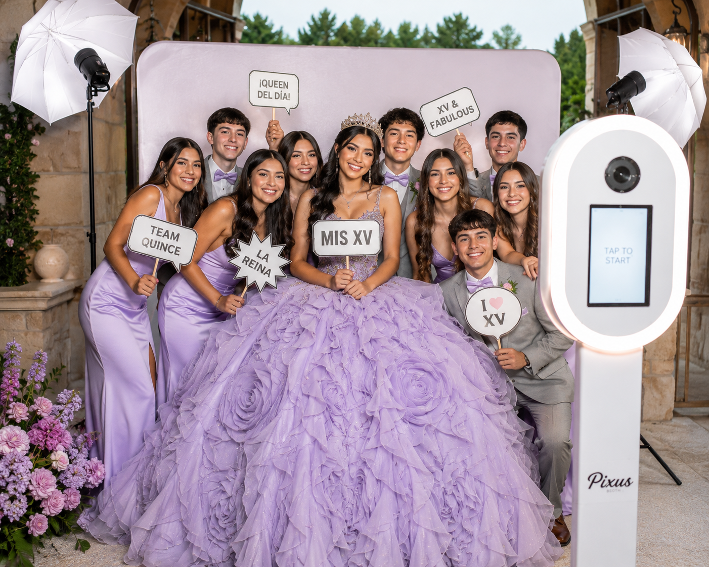 quinceañera guests at photo booth DFW